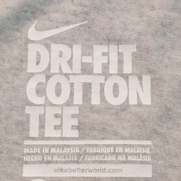 Nike Dri Fit Cotton Tee XL Gray Short Sleeves Crew Neck Swoosh Logo - Picture 2 of 7